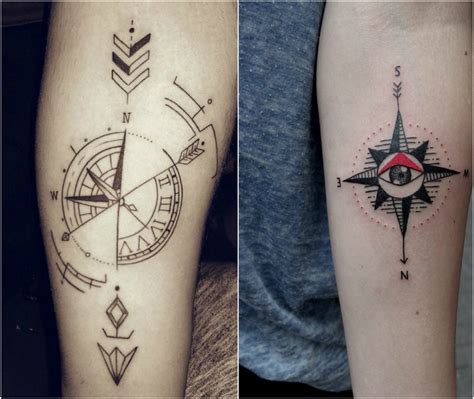 tatouage rose des vents fleche